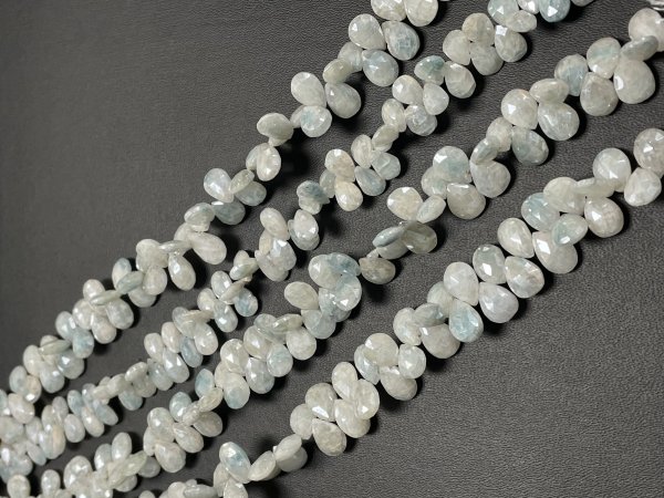 Coated Blue White Silverite Pear Faceted
