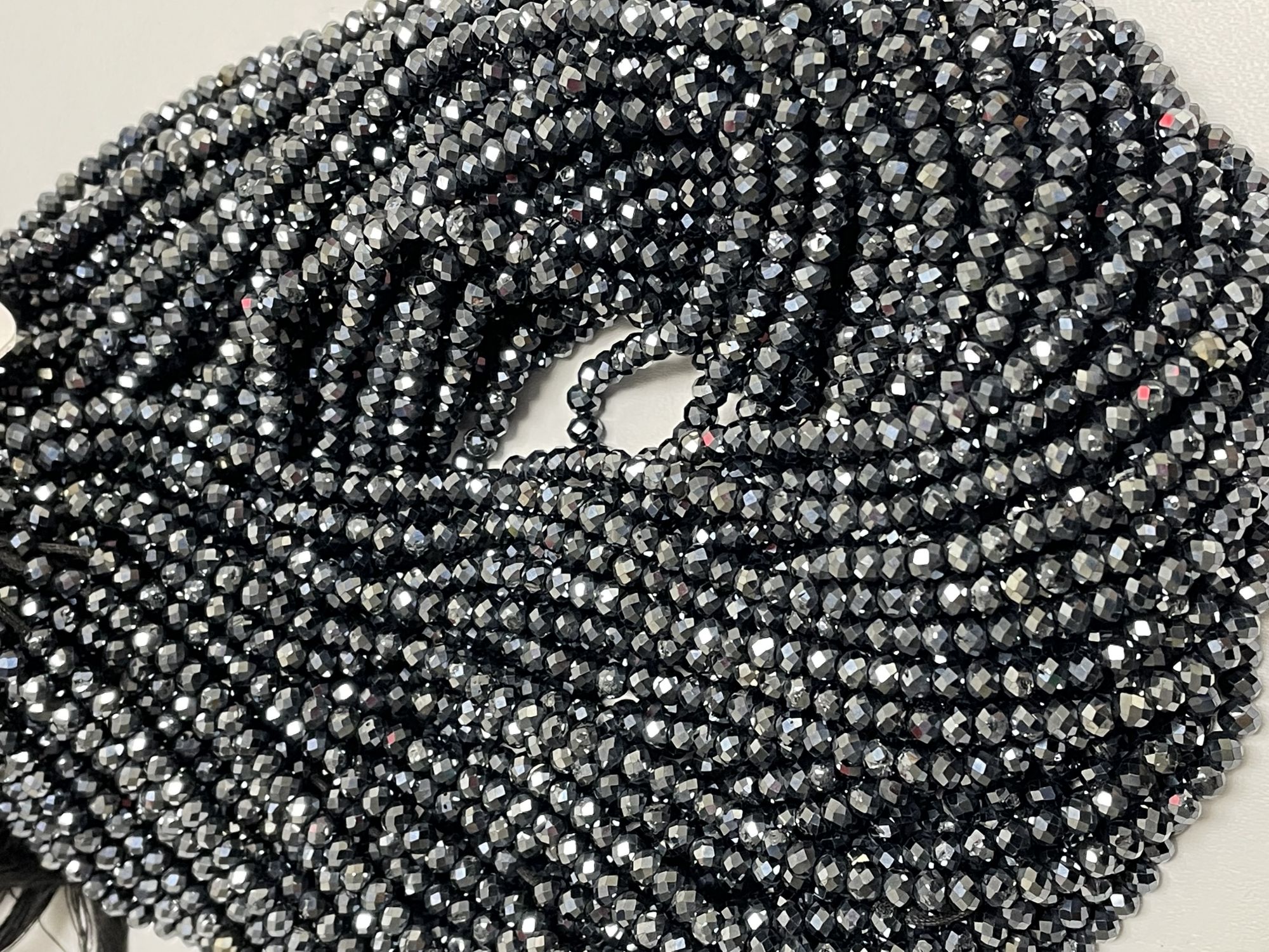 Coated Black Spinel Rondelle Faceted