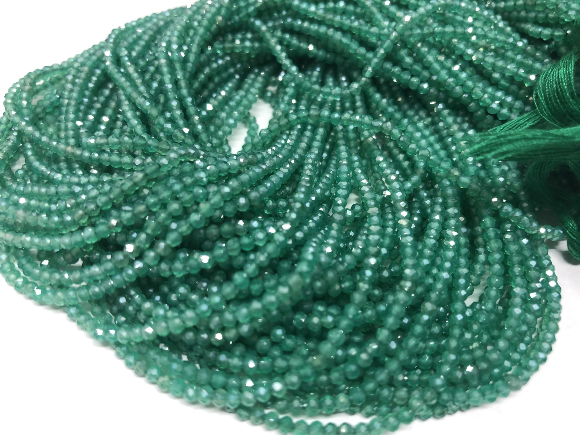Green Onyx Rondelles Faceted