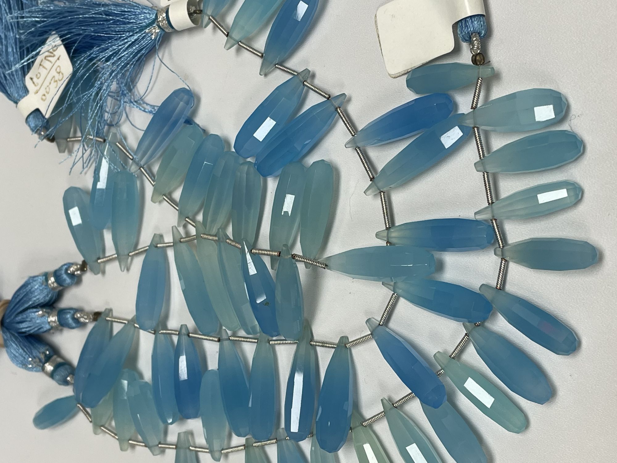 Blue Chalcedony Long Drop Faceted