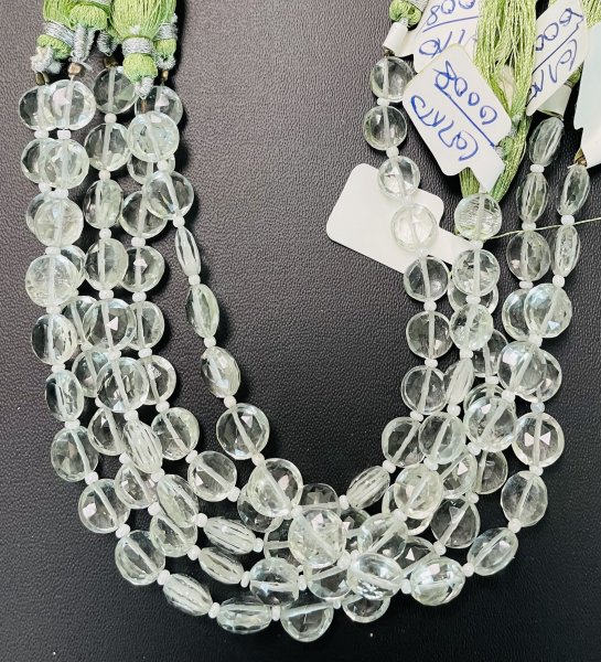 Green Amethyst Coin Faceted