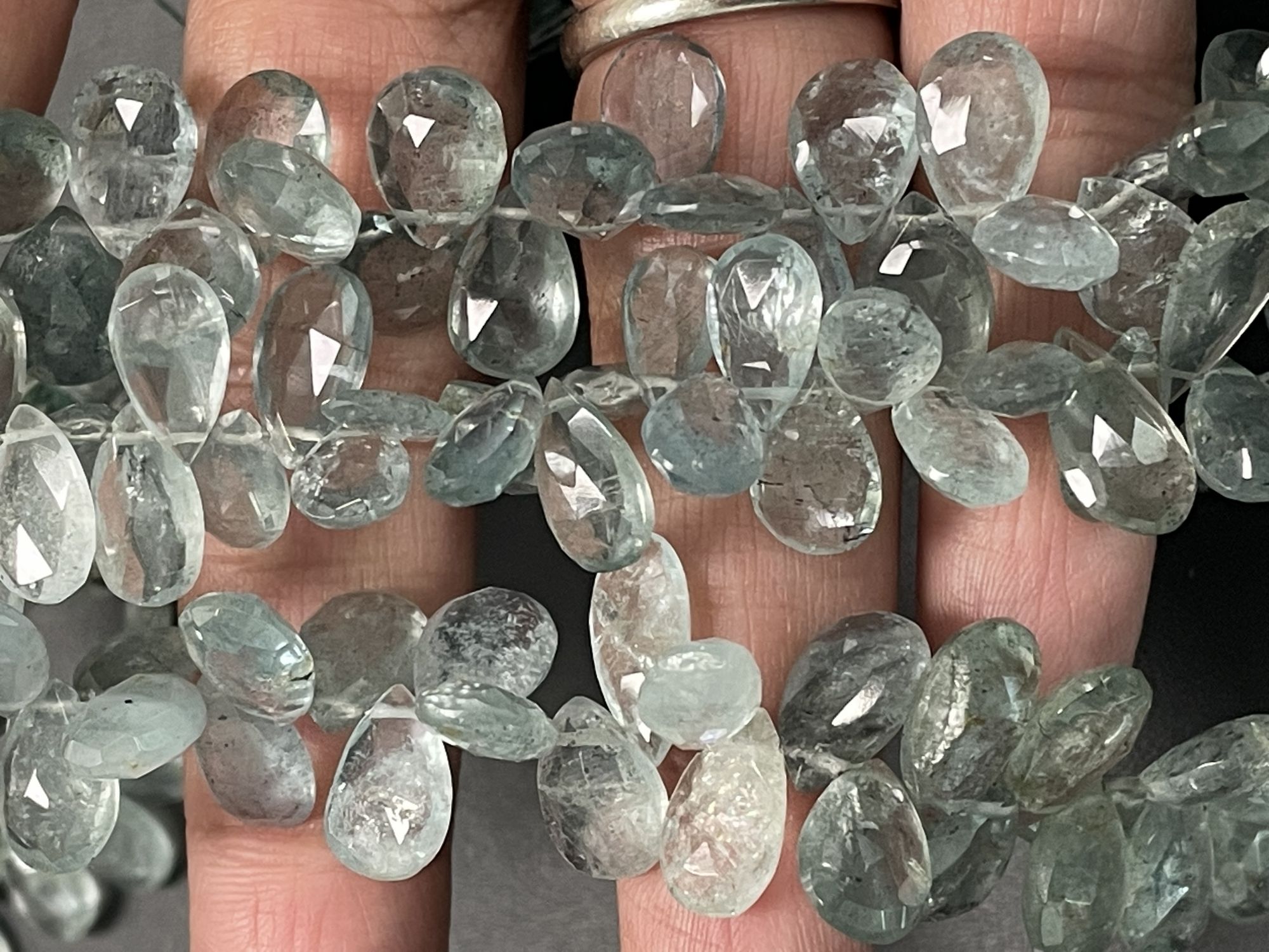Moss Aquamarine Pear Faceted