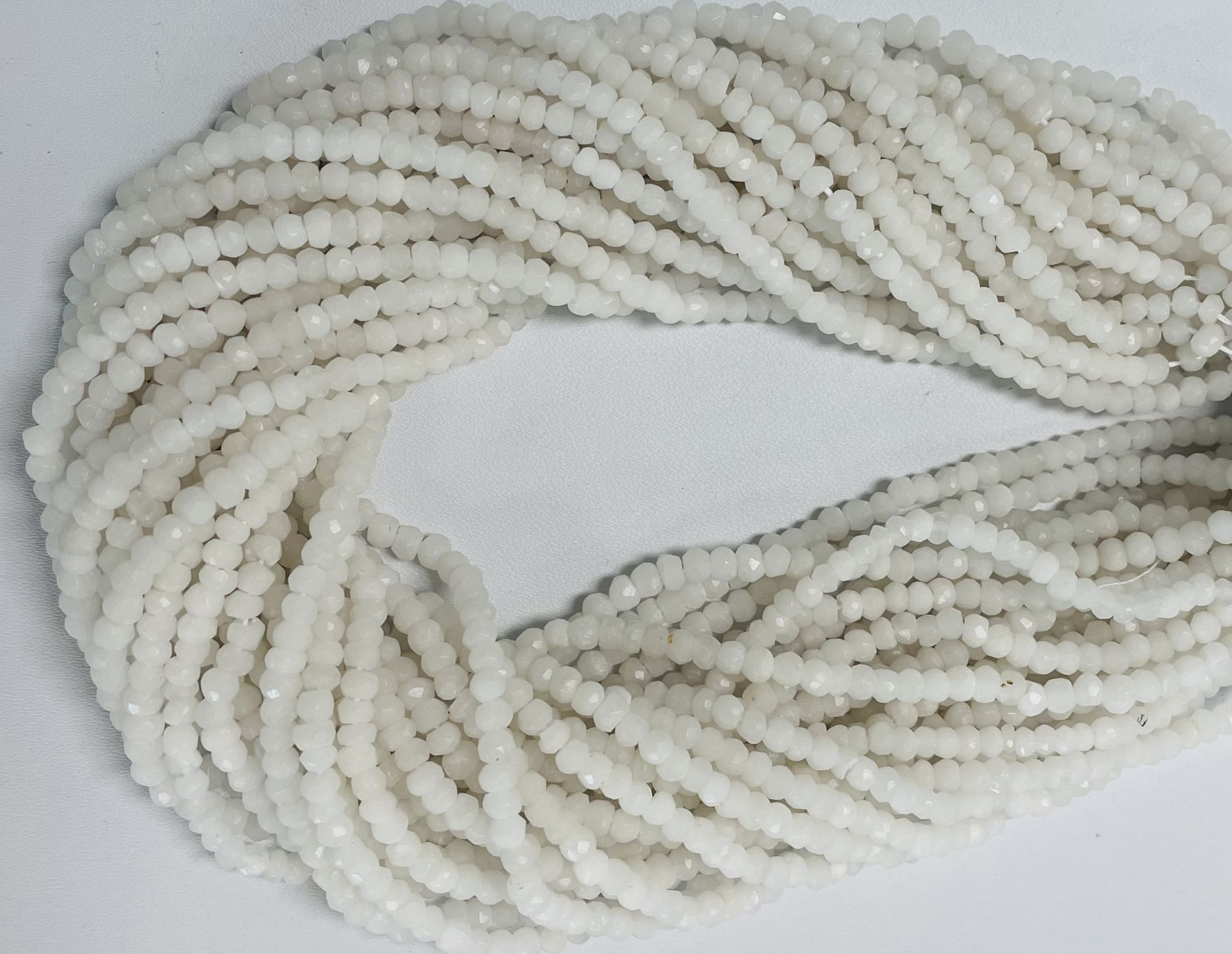 White Agate Rondelle Faceted