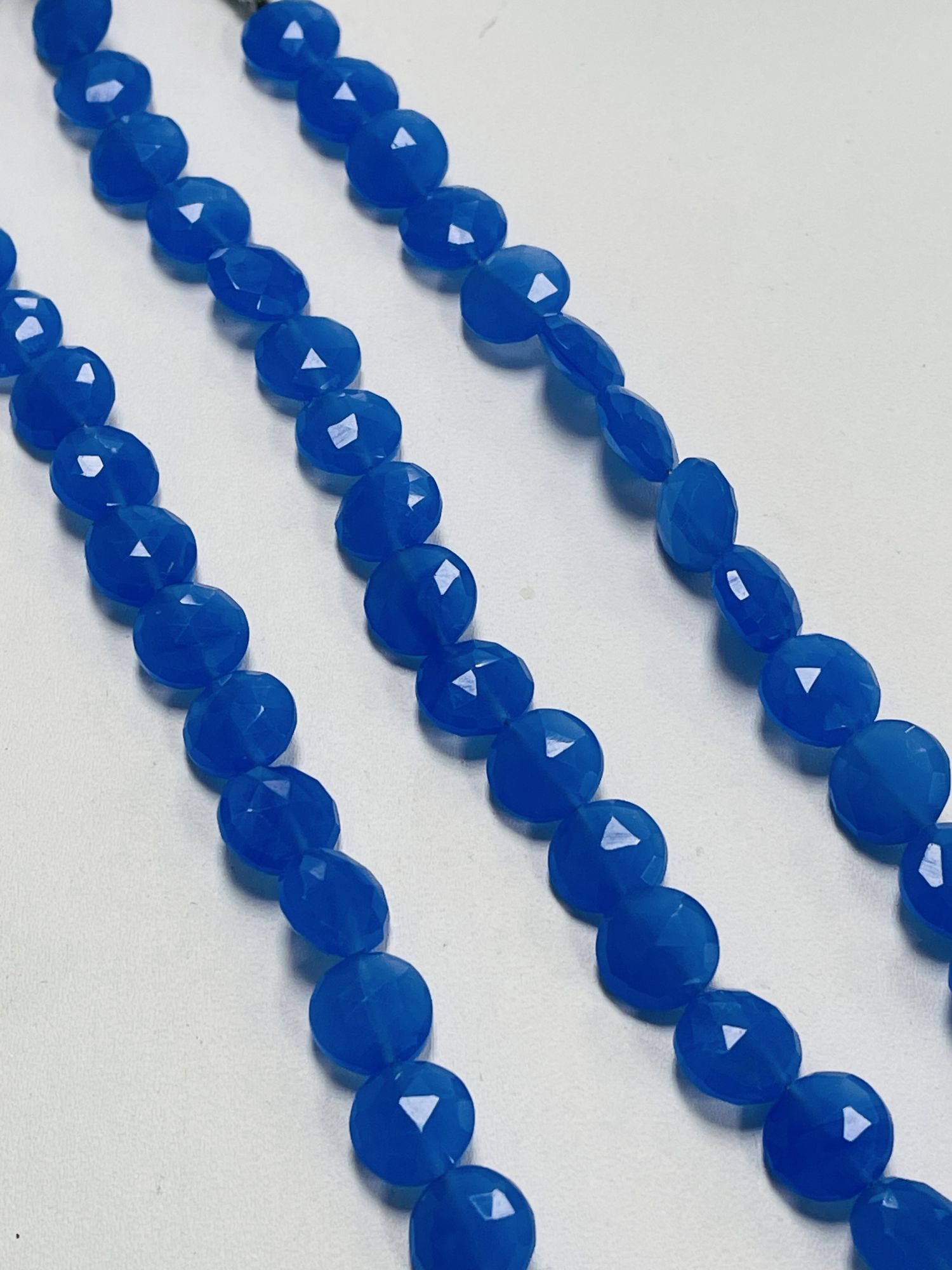 Dark Blue Chalcedony Coin Faceted