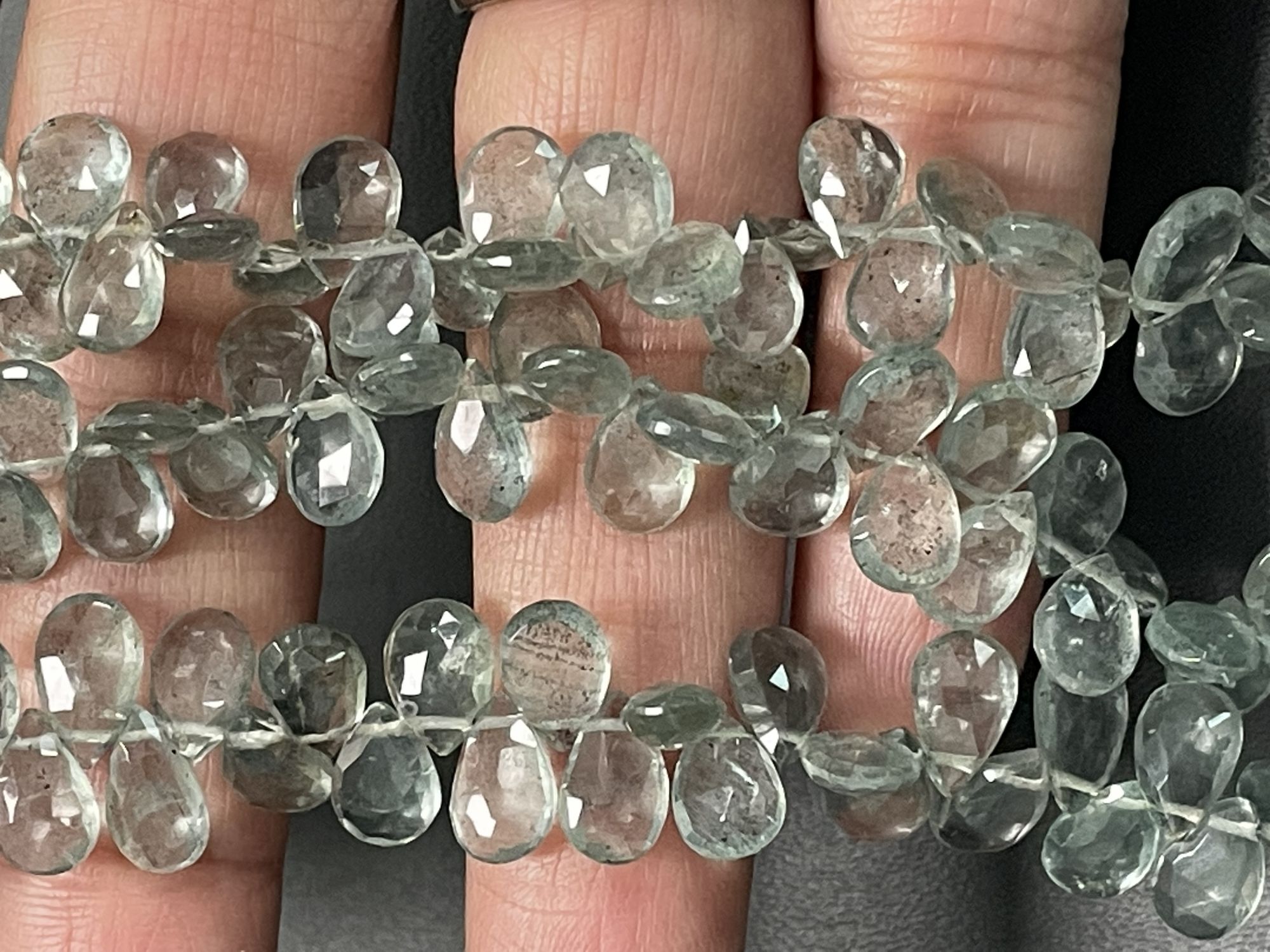 Moss Aquamarine Pear Faceted
