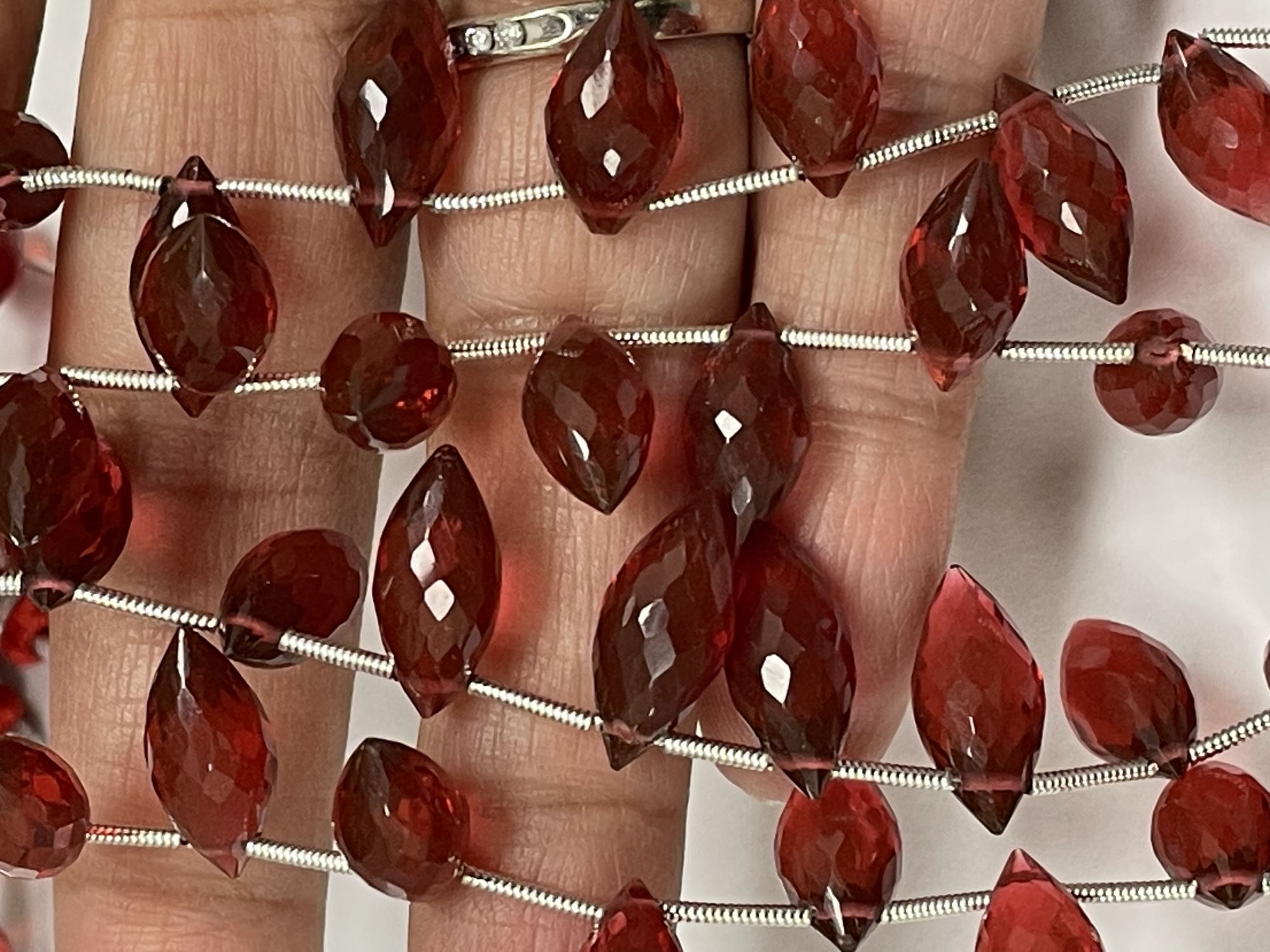 Red Hydro Quartz Puff Marquise Faceted