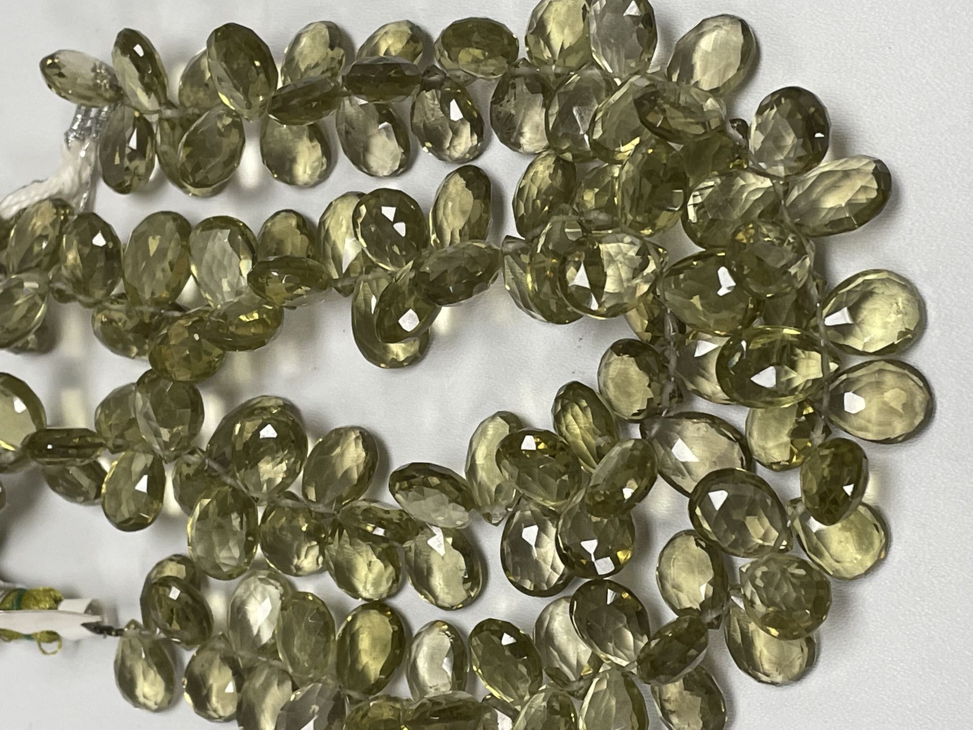 Olive Quartz Pear Faceted