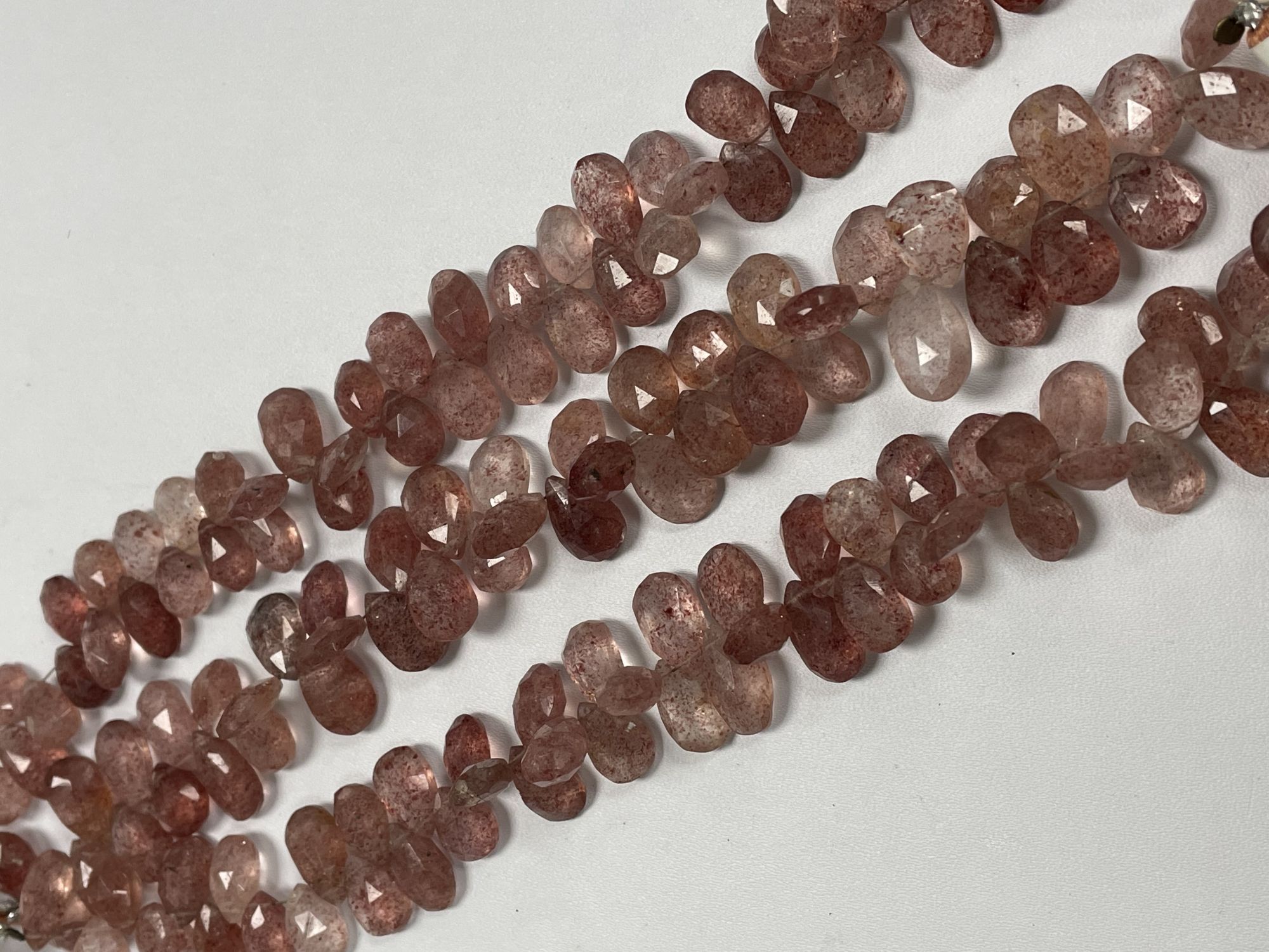 Pink Strawberry Quartz Pear Faceted