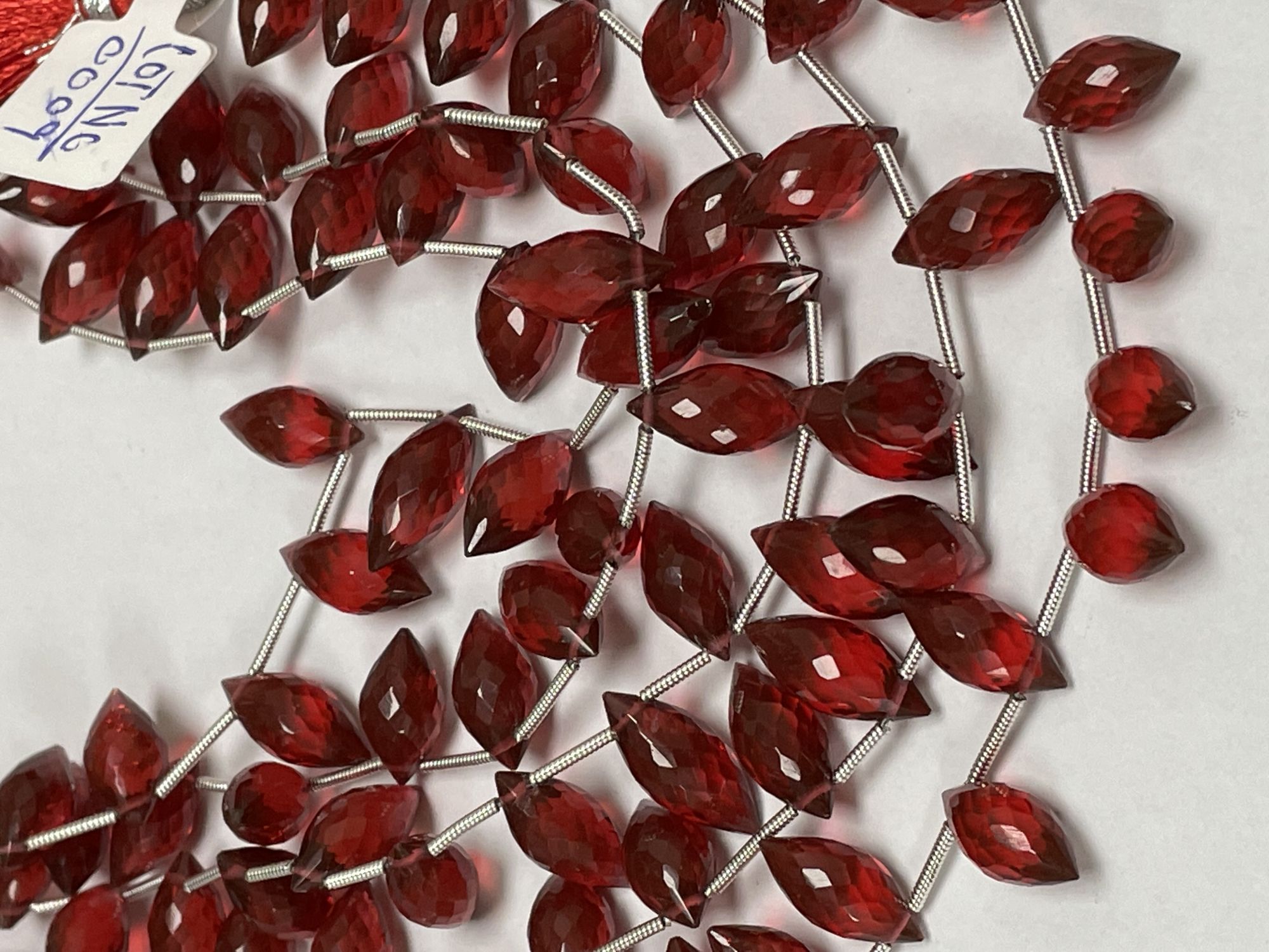 Red Hydro Quartz Puff Marquise Faceted