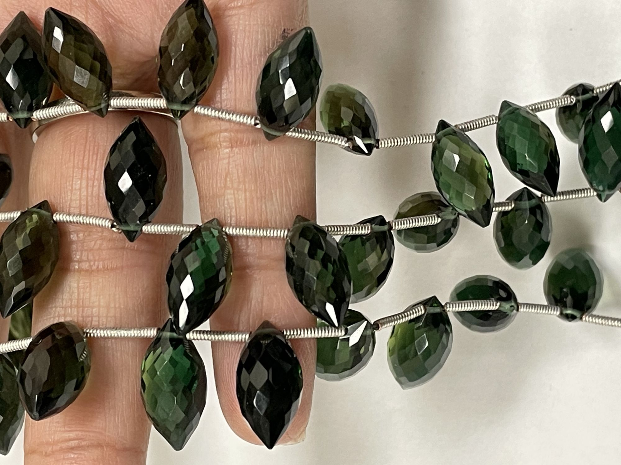 Forest Green Hydro Quartz Puff Marquise Faceted