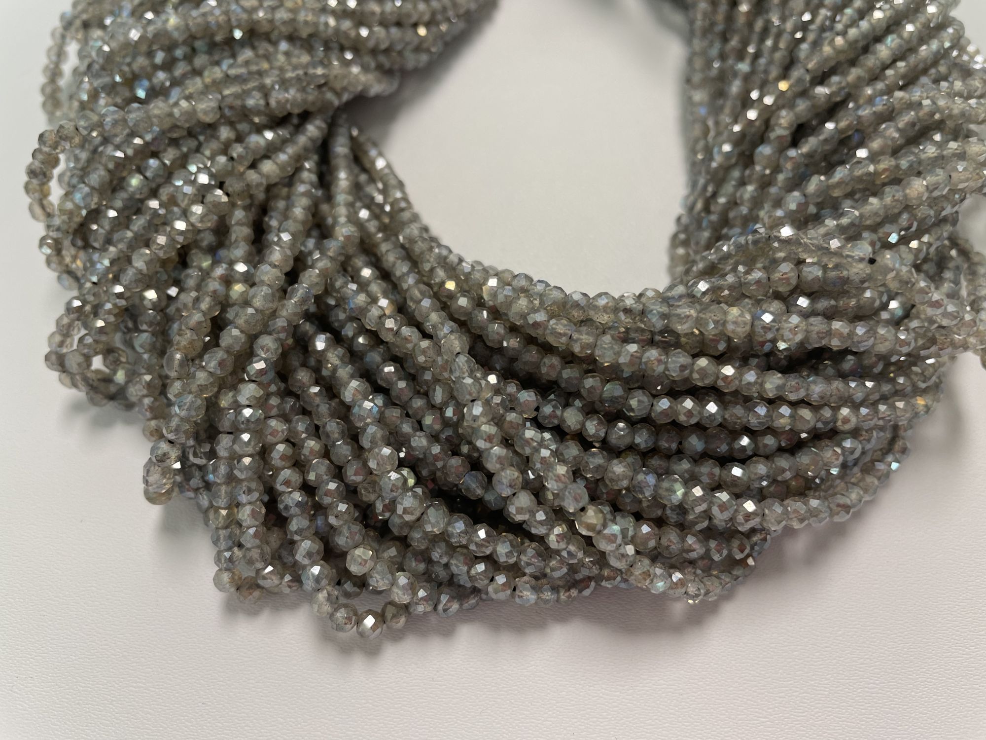 Coated Labradorite Rondelle Faceted