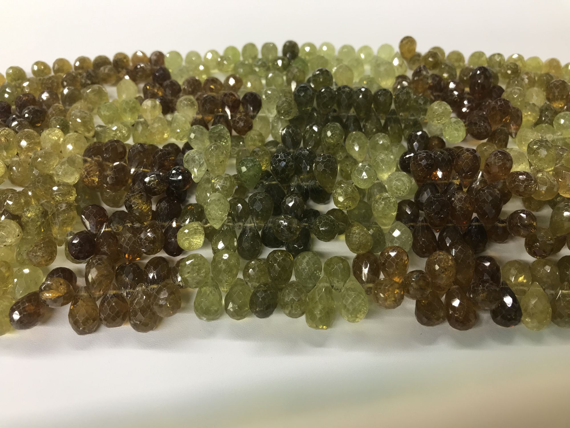 Green Grossular Garnet Drops Faceted