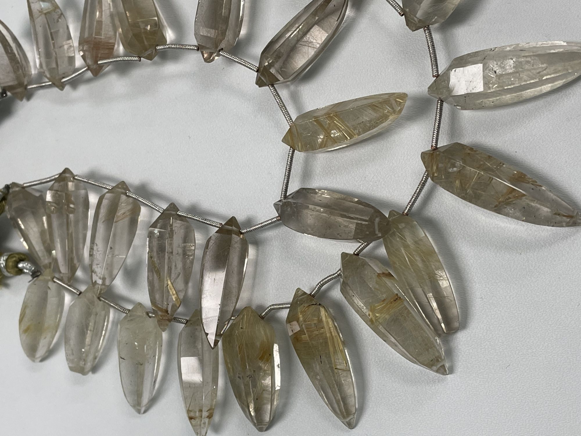 Golden Rutilated Hydro Quartz Okra Faceted
