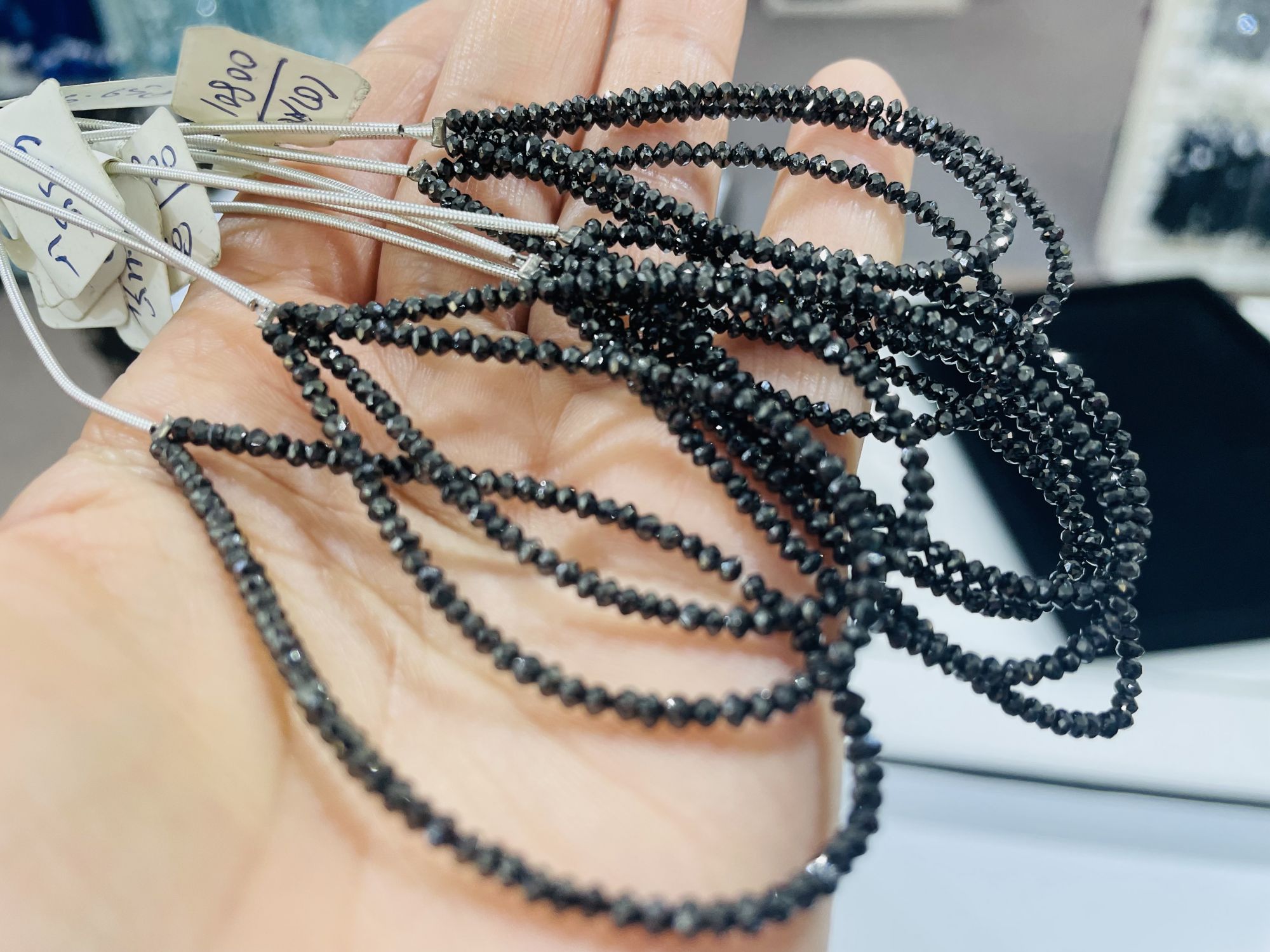 AAA Quality Black Real Diamond Beads:Natural Diamond Faceted Rondelle Beads  Strand Of 16 Inches, Weight 17 Carats, Wholesale Gemstone Beads, Online  Shopping Of Gemstone Beads, at Wholesale Price