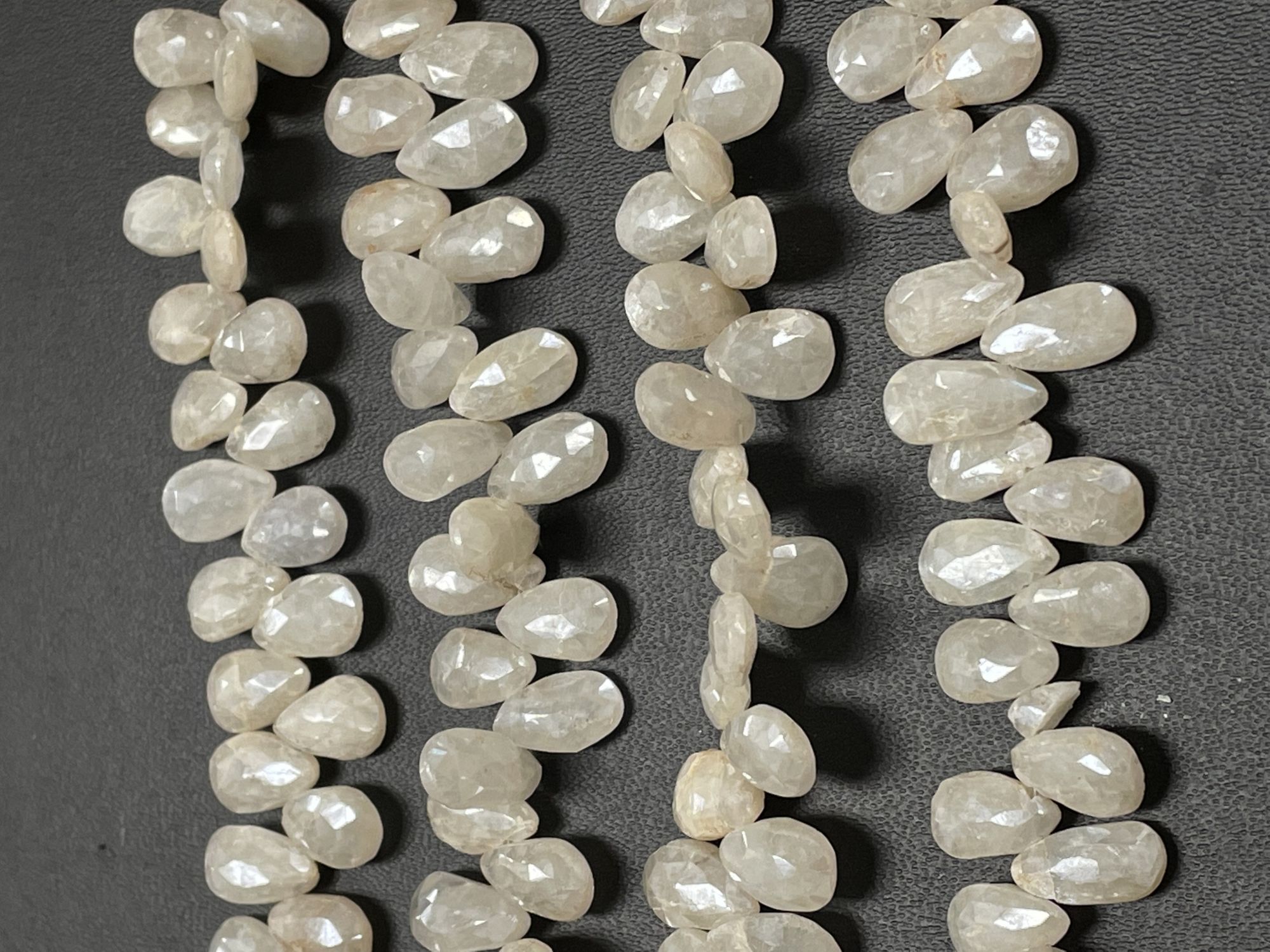 Pearl White Silverite Pear Faceted