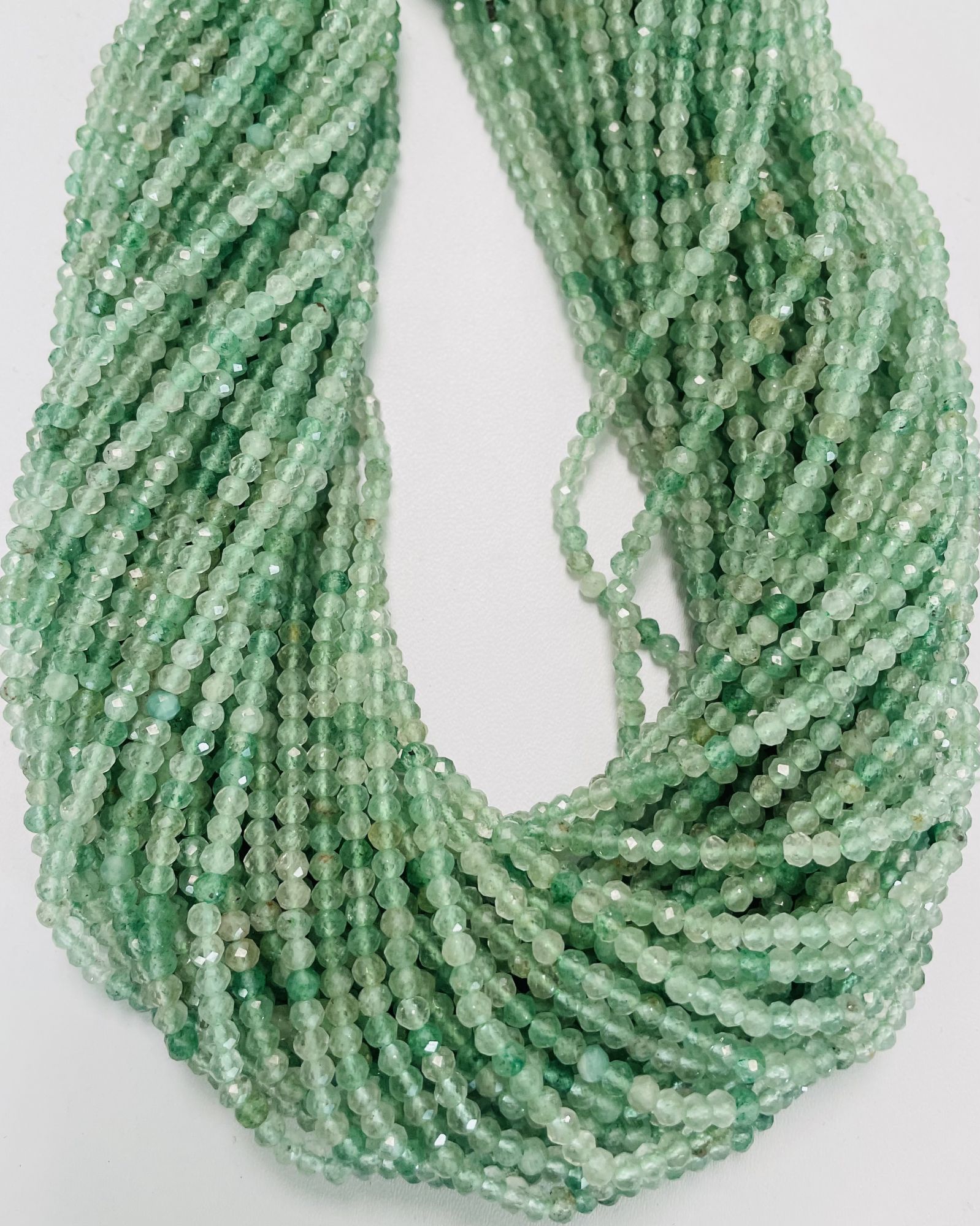 Green Strawberry Quartz Rondelle Faceted