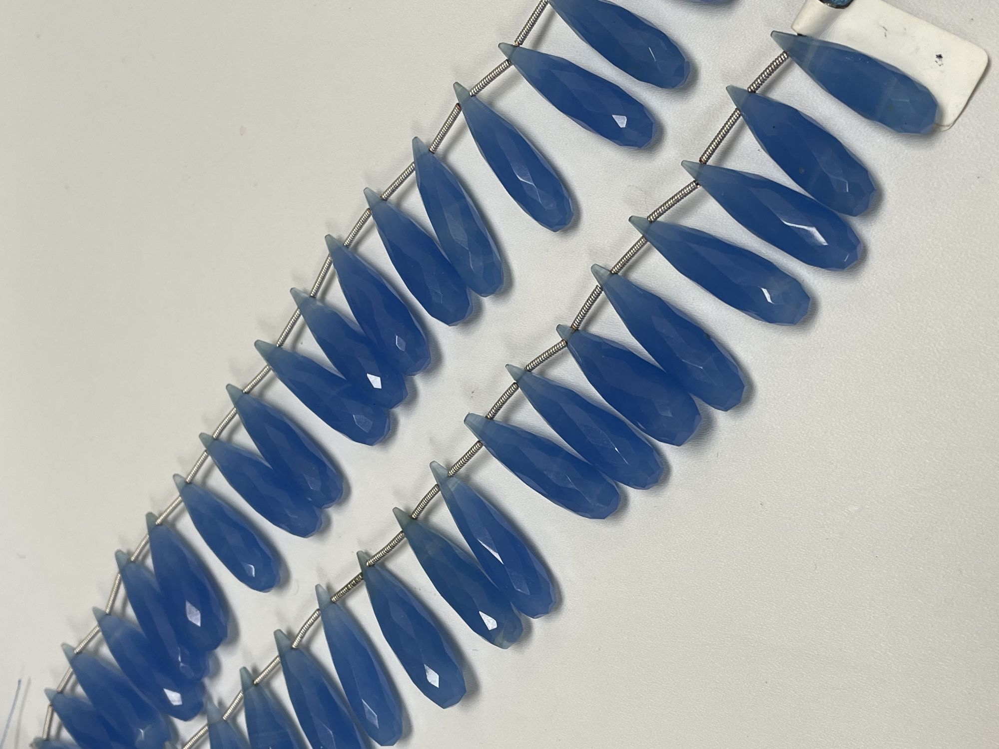 Blue Chalcedony Long Drop Faceted