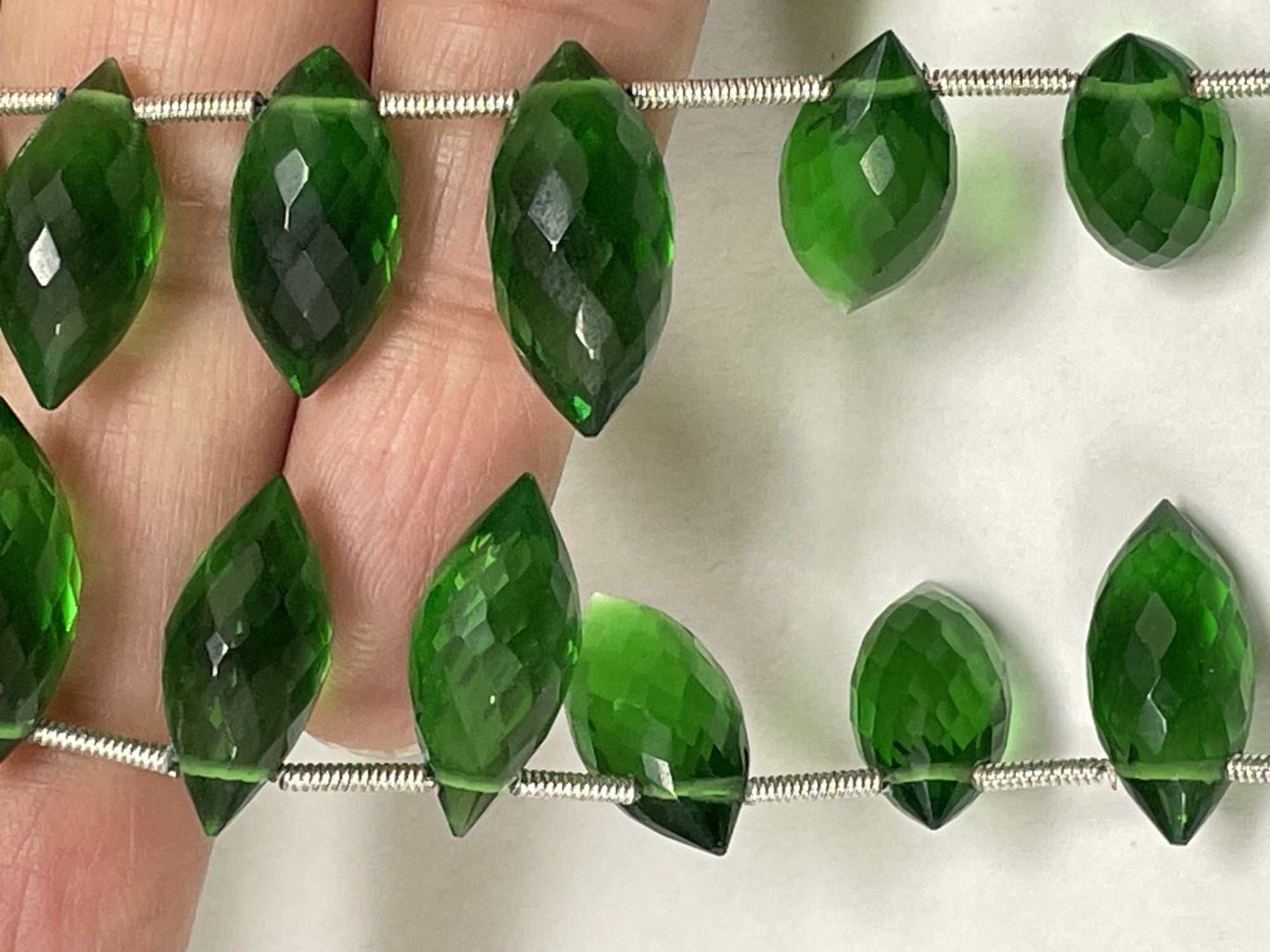 Green Hydro Quartz Puff Marquise Faceted