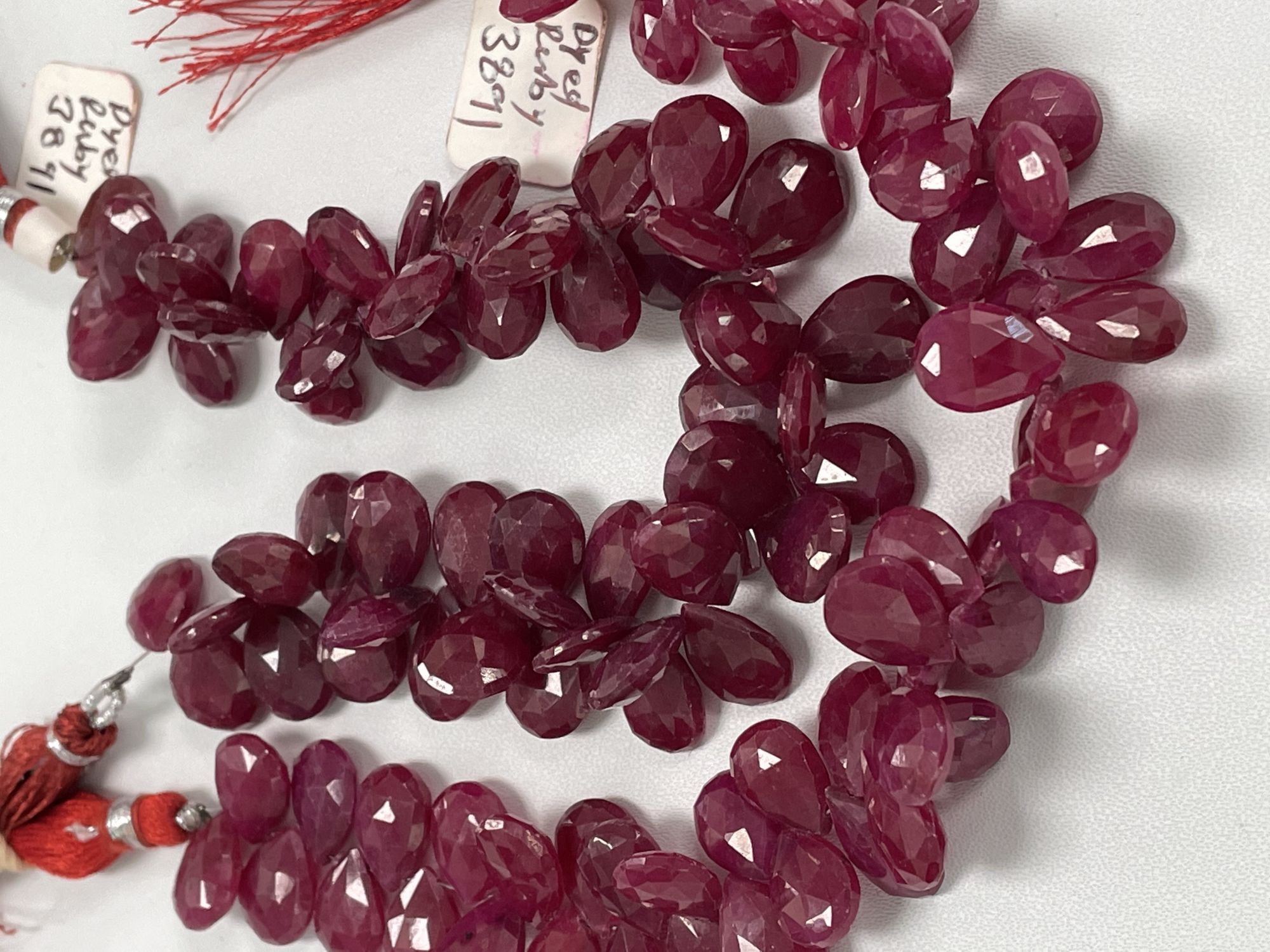 Dyed Ruby Pear Faceted