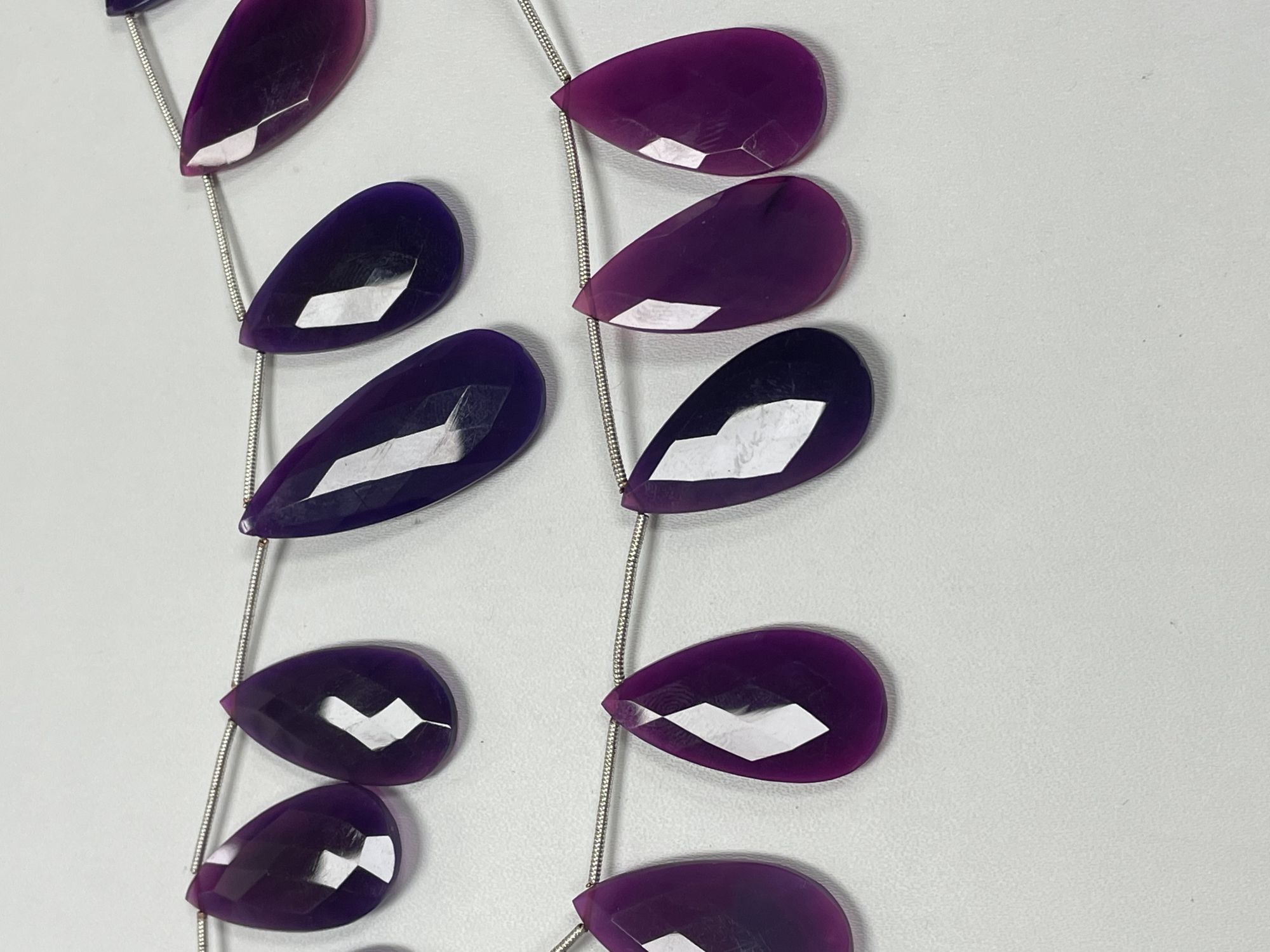 Purple Chalcedony Long Pear Faceted