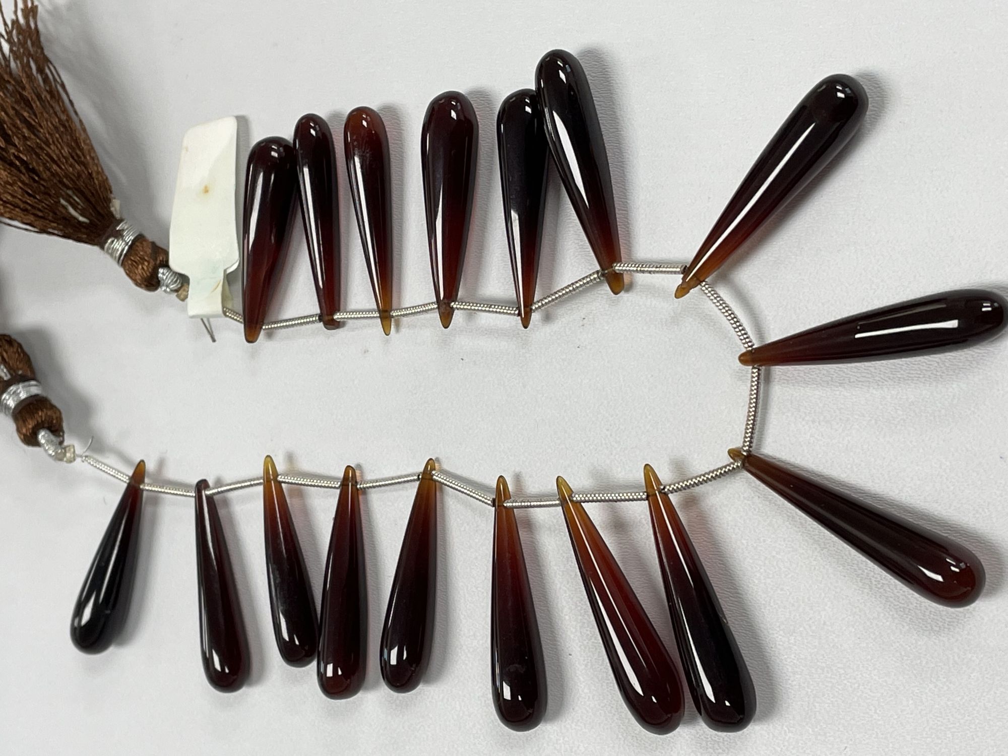 Brown Chalcedony Long Drops Smooth