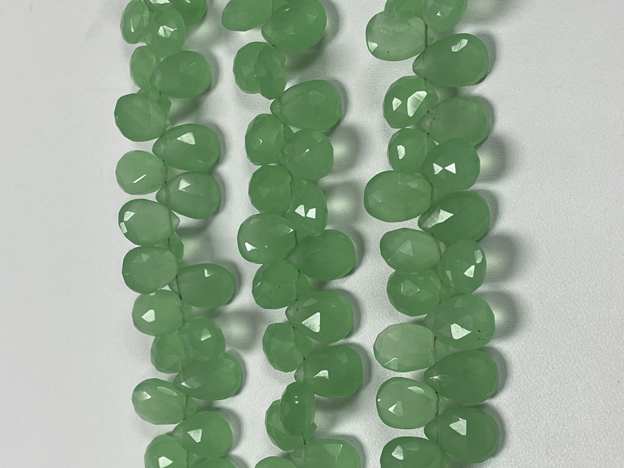 Green Chalcedony Pear Faceted