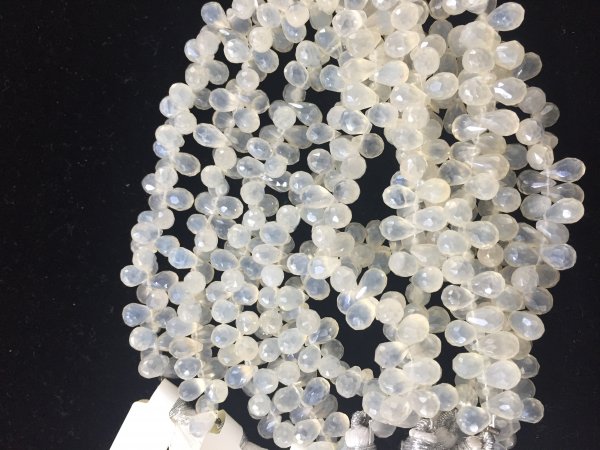 White Chalcedony Drops Faceted