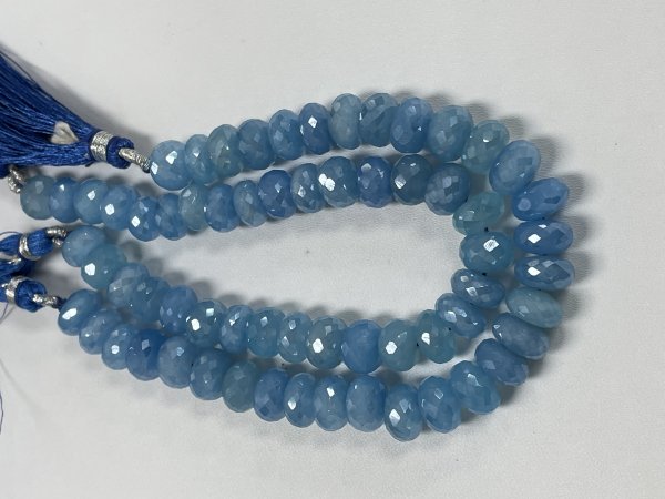 Coated Blue Chalcedony Rondelle Faceted
