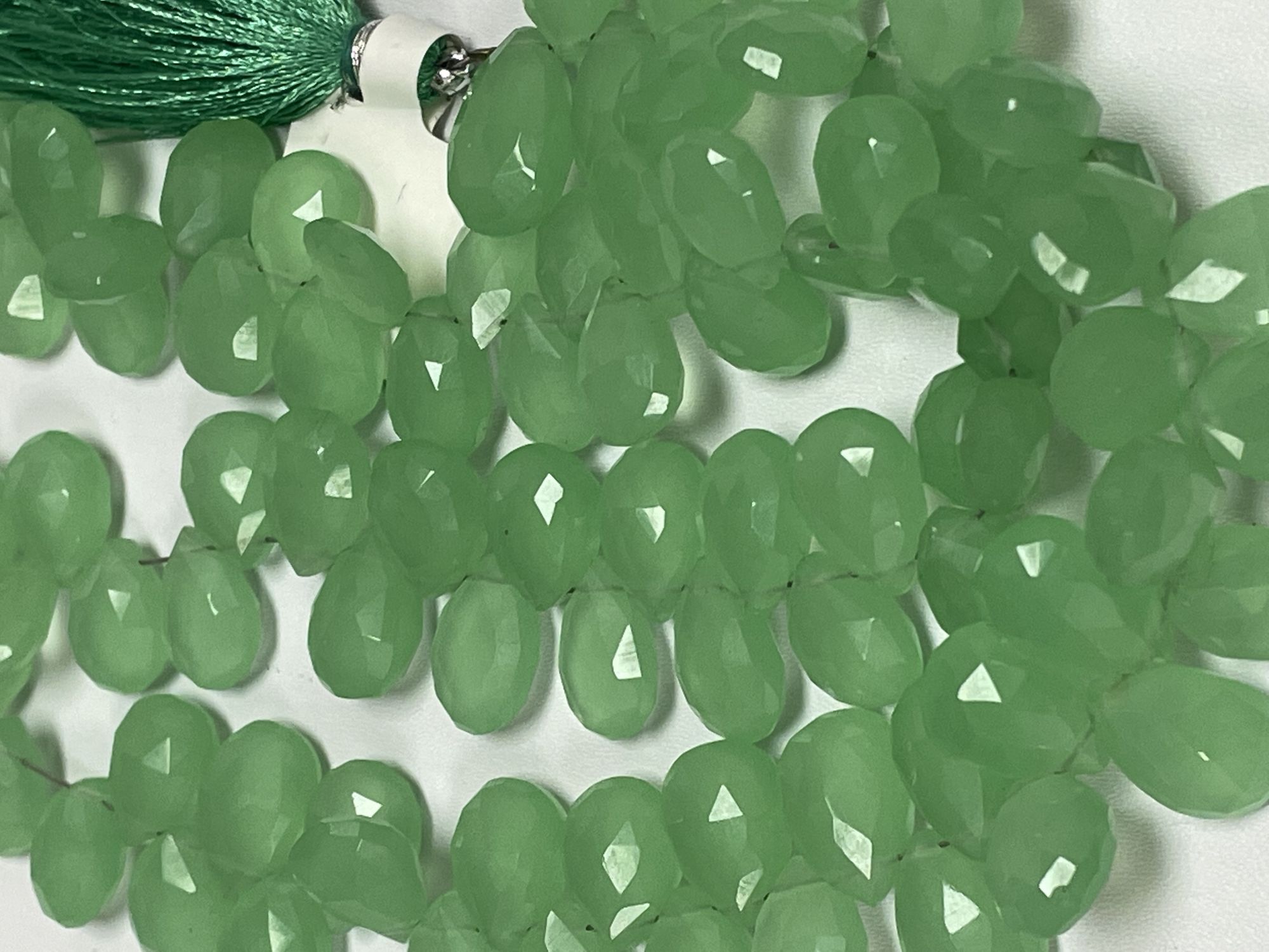 Green Chalcedony Pears Faceted
