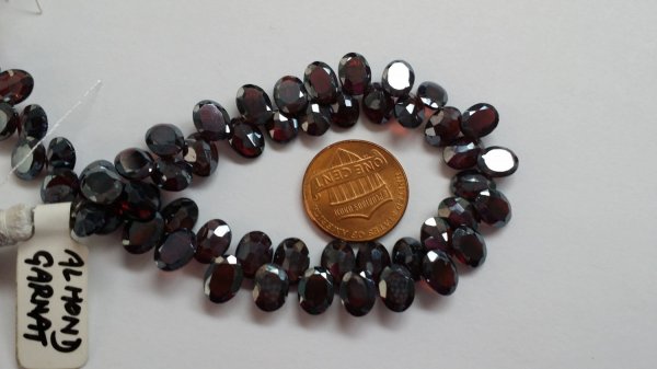 Almond Garnet Ovals Faceted COATED