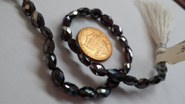Almond Garnet Ovals Faceted COATED