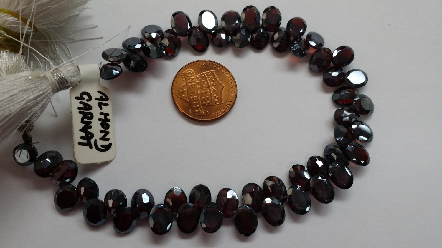 Almond Garnet Ovals Faceted COATED