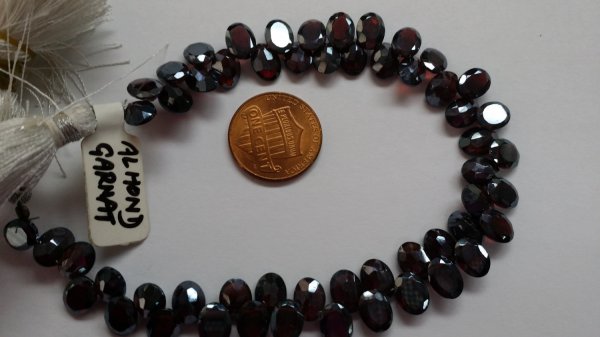 Almond Garnet Ovals Faceted COATED