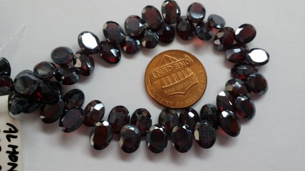 Almond Garnet Ovals Faceted COATED