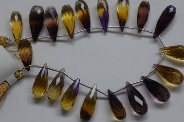 Ametrine Hydro Quartz Long Drops Faceted