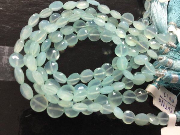 Aqua Chalcedony Coins Faceted
