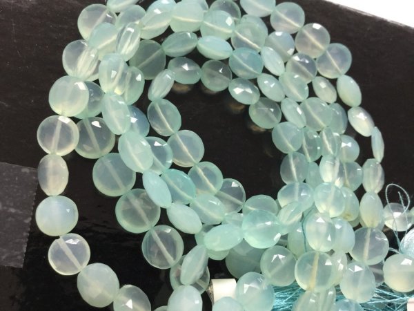 Aqua Chalcedony Coins Faceted