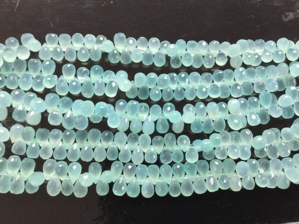 Aqua Chalcedony Drops Faceted