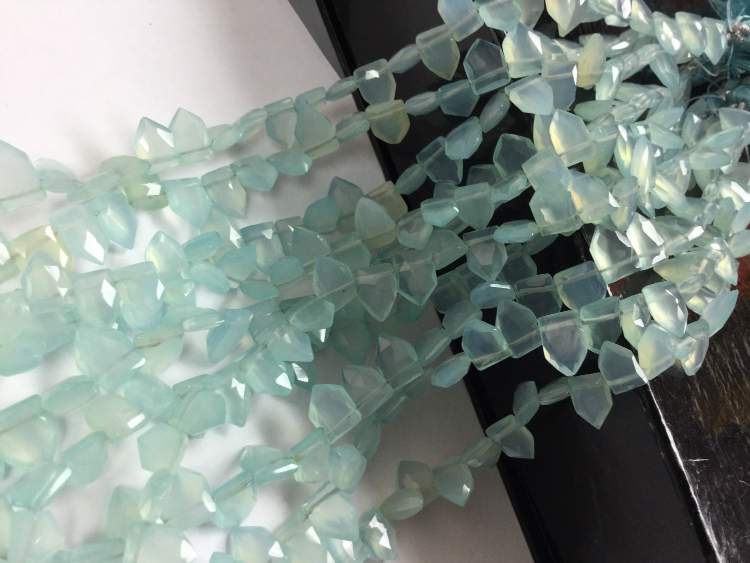 Aqua Chalcedony Fence Cut Faceted