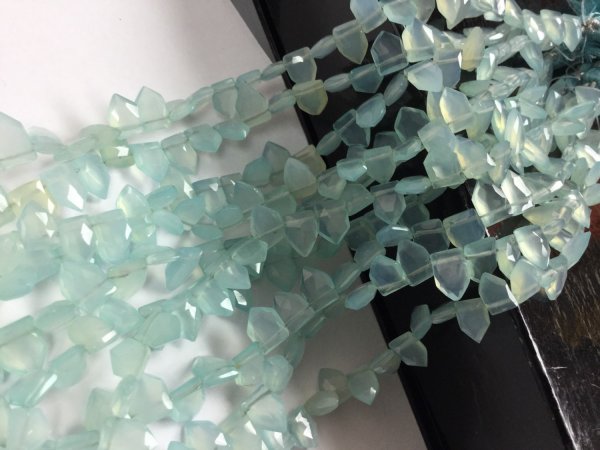 Aqua Chalcedony Fence Cut Faceted