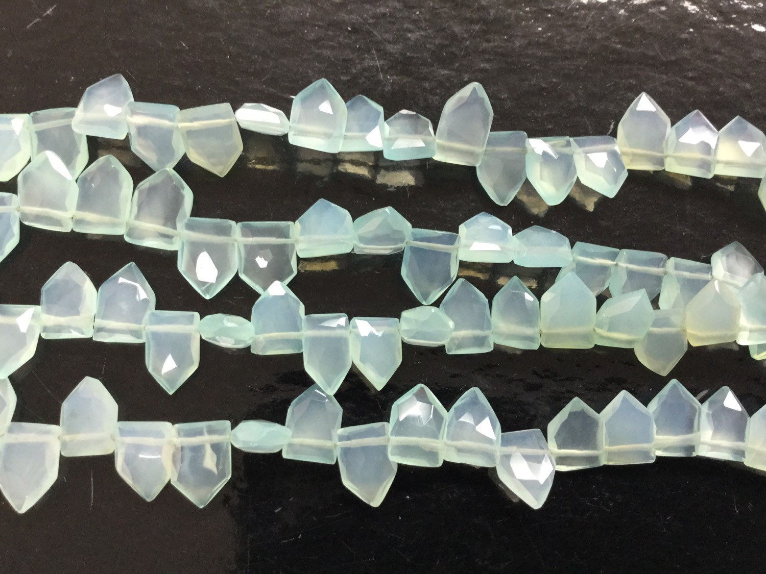 Aqua Chalcedony Fence Cut Faceted