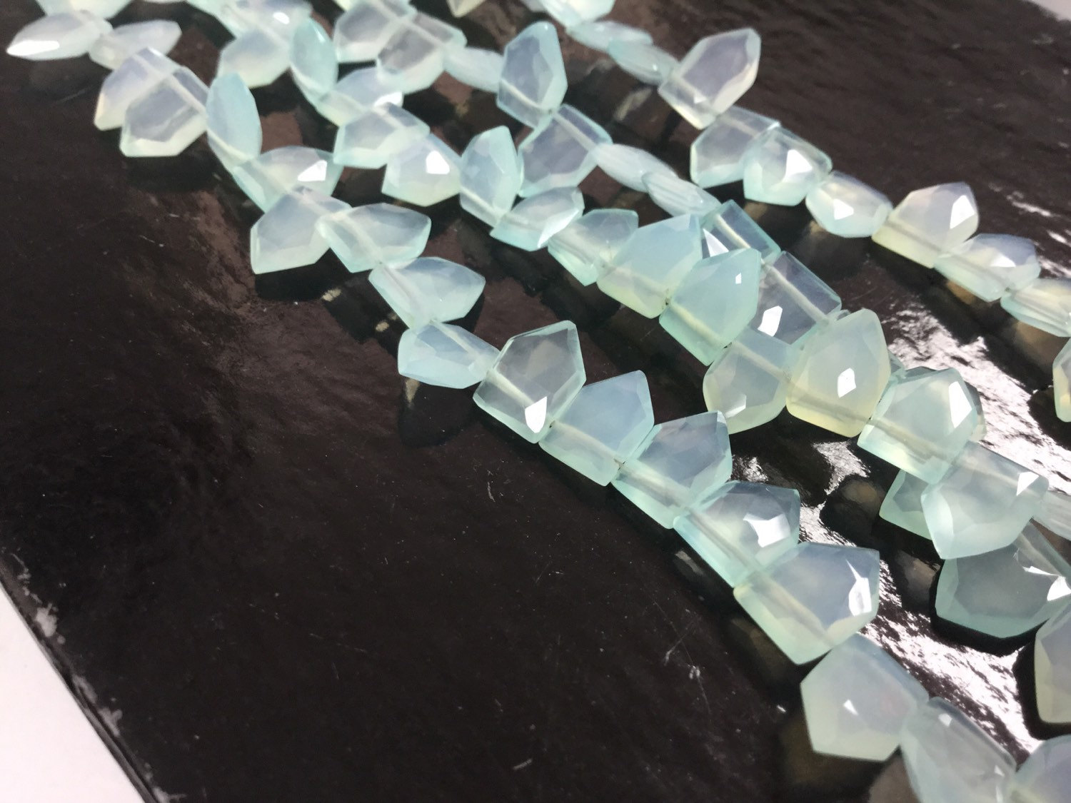 Aqua Chalcedony Fence Cut Faceted