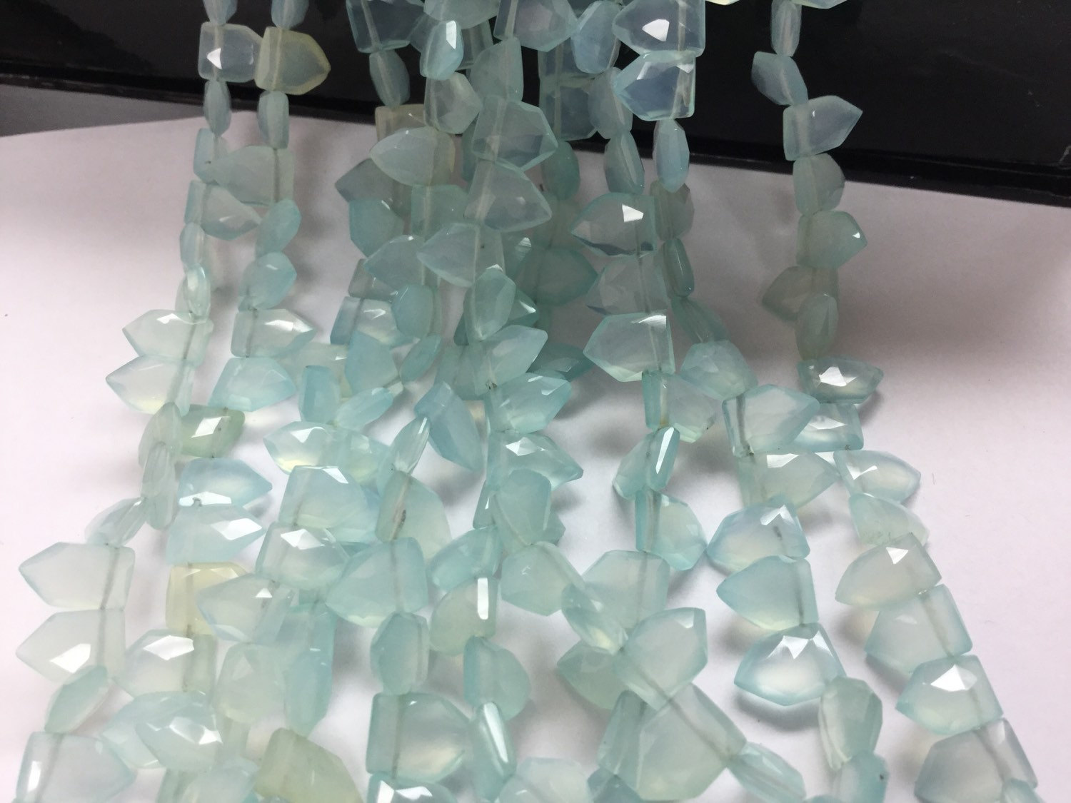 Aqua Chalcedony Fence Cut Faceted
