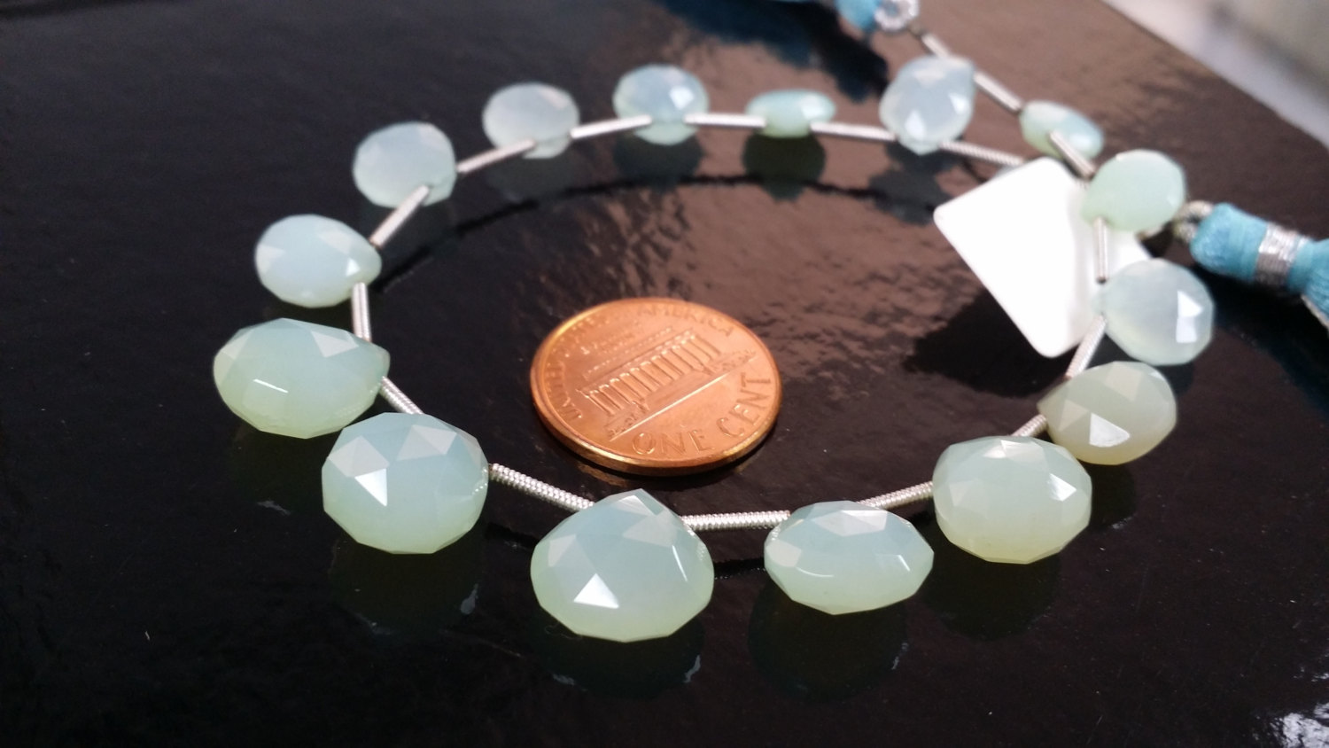 Aqua Chalcedony Hearts Faceted