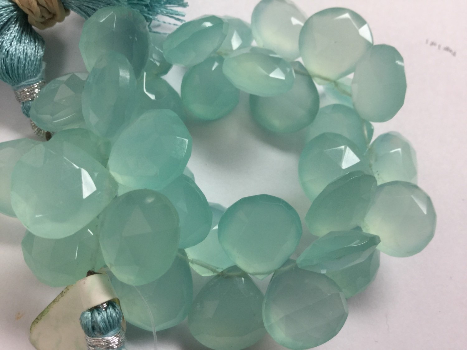 Aqua Chalcedony Hearts Faceted