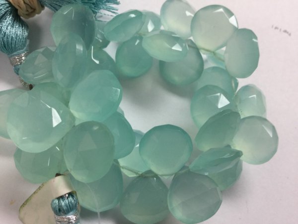Aqua Chalcedony Hearts Faceted