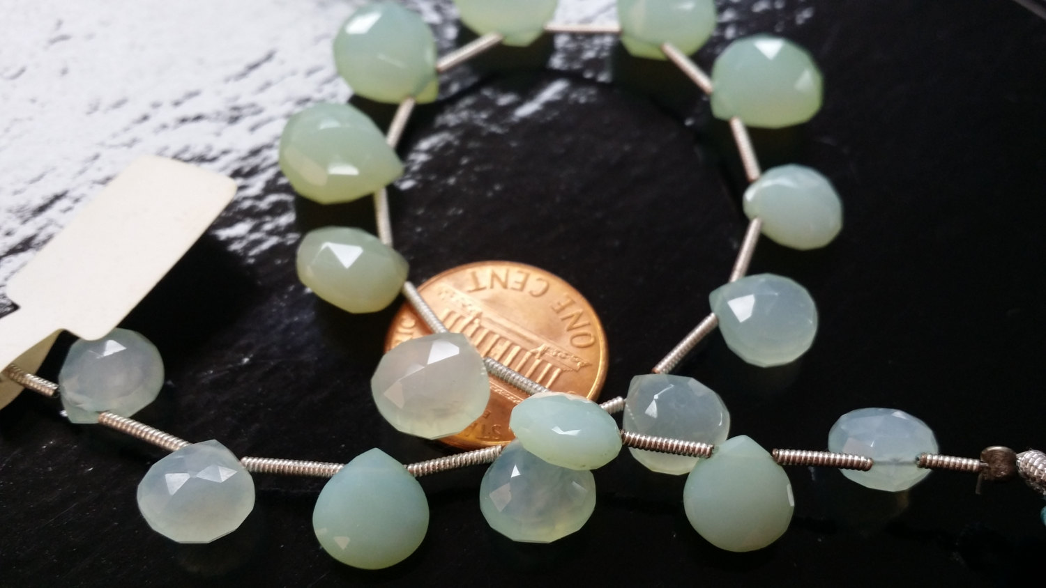 Aqua Chalcedony Hearts Faceted