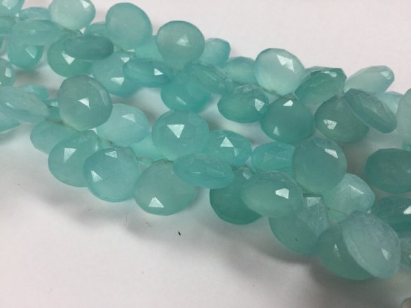 Aqua Chalcedony Hearts Faceted