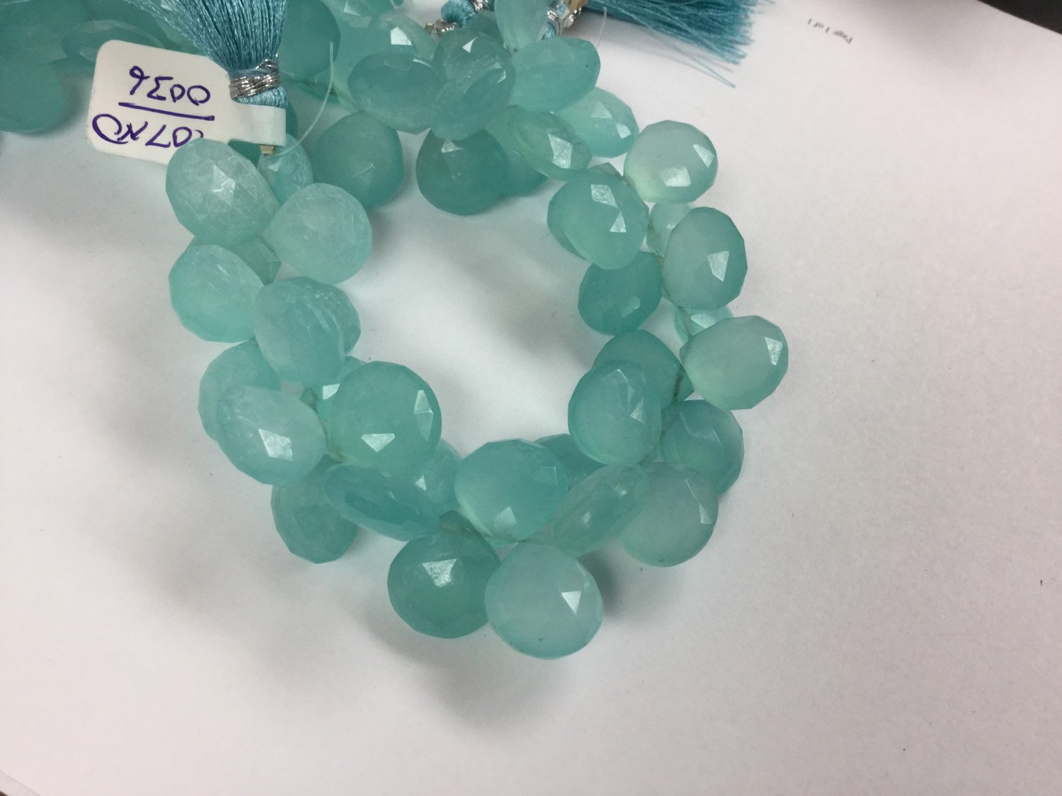 Aqua Chalcedony Hearts Faceted