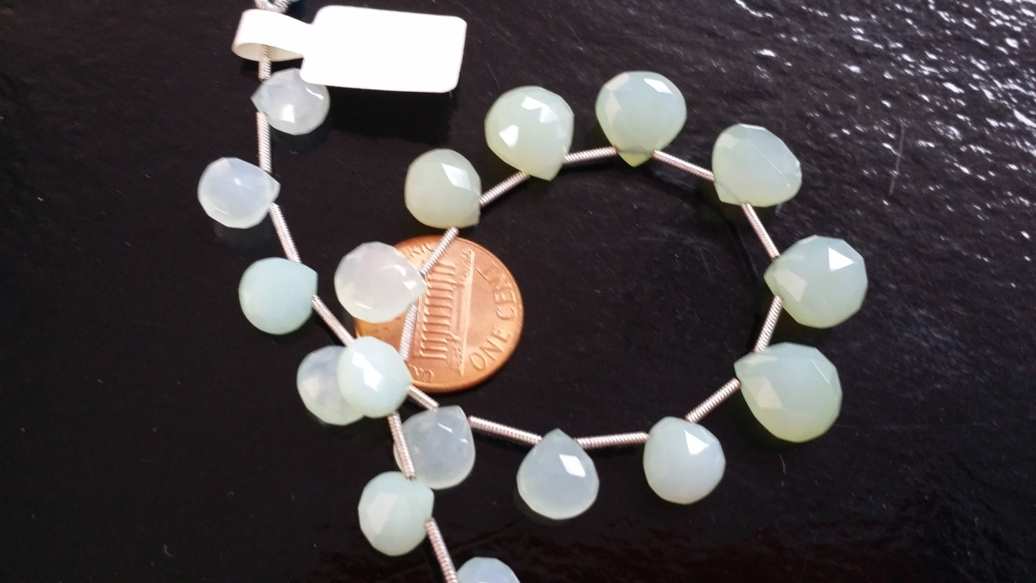 Aqua Chalcedony Hearts Faceted